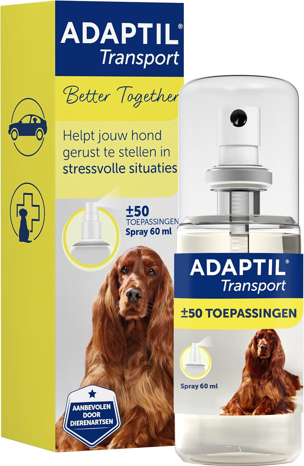 Adaptil Transport Spray For Dogs 60Ml, Adaptil Dog Calming Spray Uses Pheromones To Help Reduce Anxiety And Stress In Pet Dogs, Pheromone Spray Helps Anxious Dogs Stay Calmer