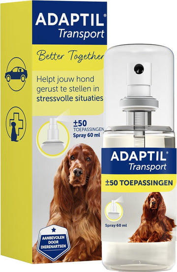 Adaptil Transport Spray For Dogs 60Ml, Adaptil Dog Calming Spray Uses Pheromones To Help Reduce Anxiety And Stress In Pet Dogs, Pheromone Spray Helps Anxious Dogs Stay Calmer