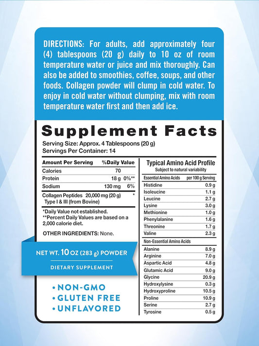 Nature'S Truth Collagen Peptides Powder Unflavored | Grass Fed, Type 1 & 3 | 10 Oz | Keto Friendly | Mixes Easily | Non-Gmo, Gluten Free Supplement
