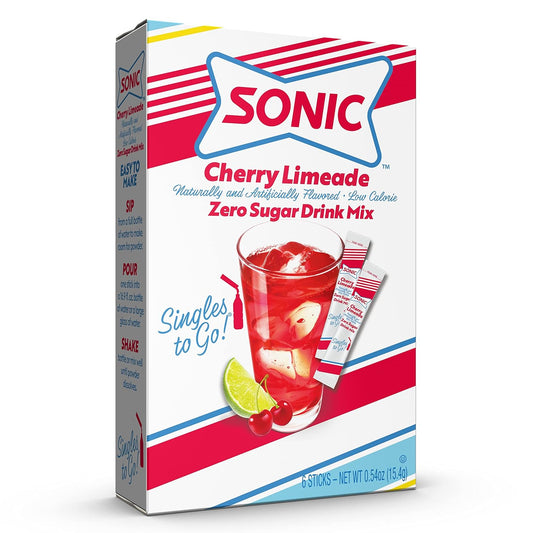 Sonic Singles To Go Powdered Drink Mix, Cherry Limeade, 6 Sticks Per Box, 12 Boxes (72 Sticks Total)