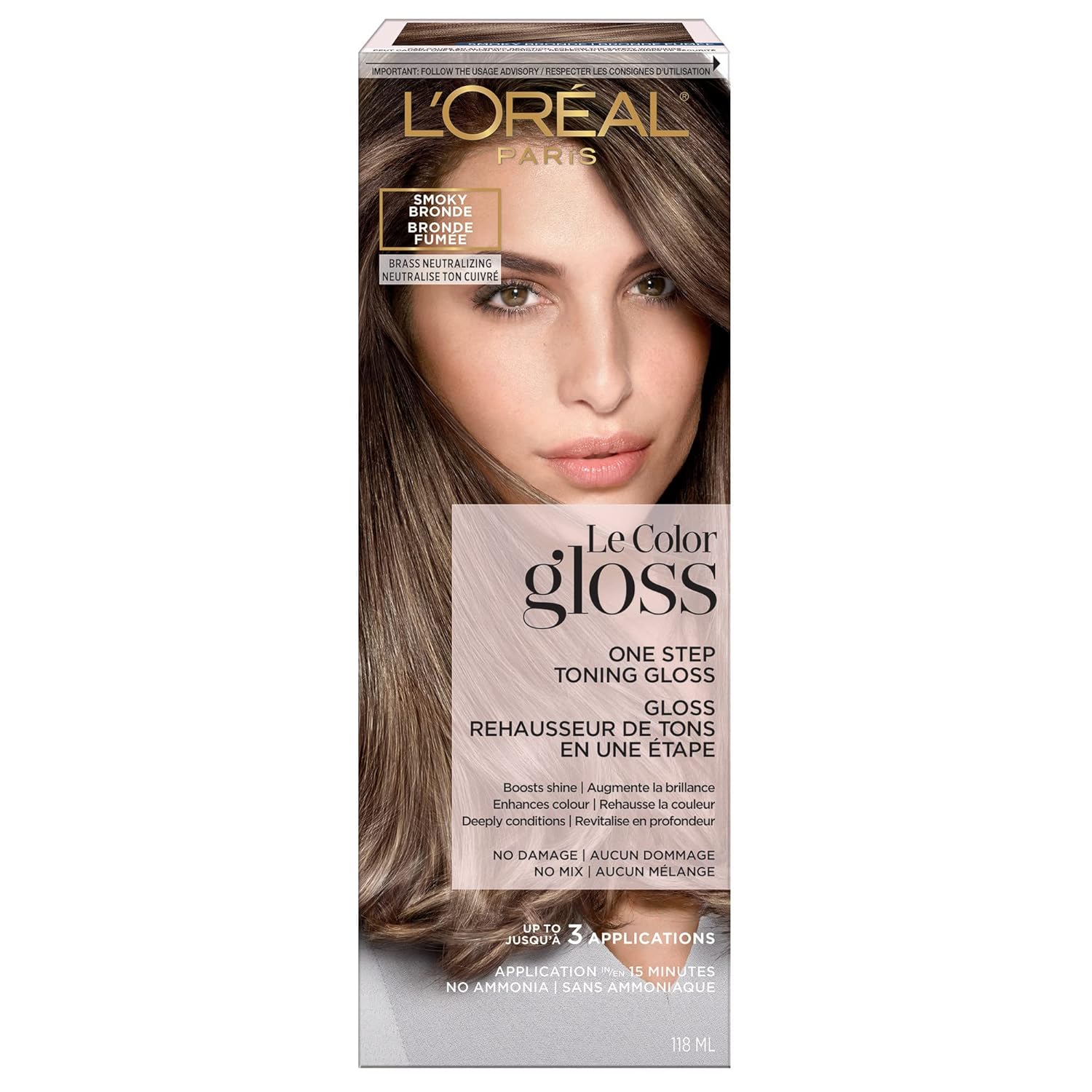 L'Oreal Paris Le Color Gloss One Step In-Shower Toning Hair Gloss, Neutralizes Brass, Conditions & Boosts Shine, Smoky Bronde, 4 Ounce