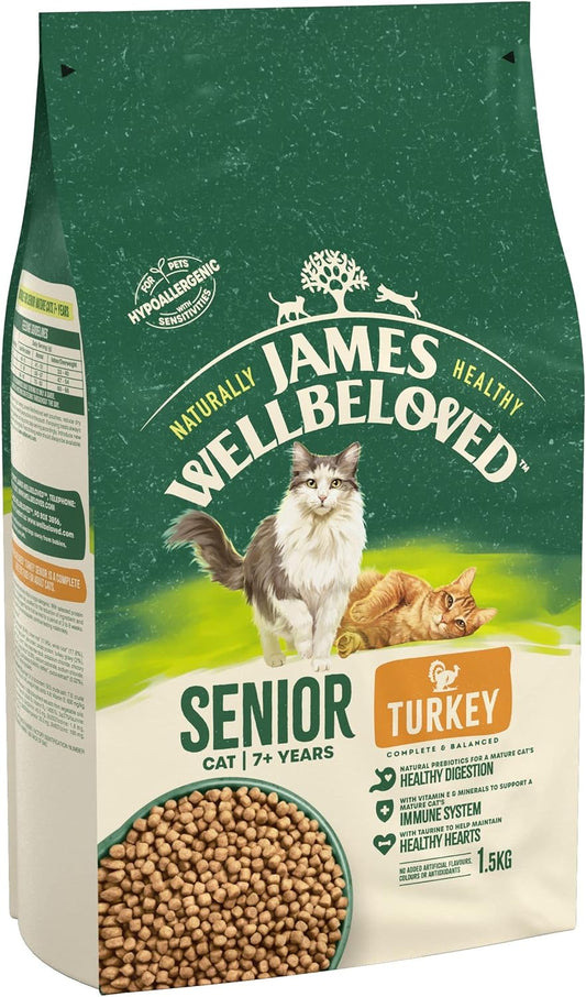 James Wellbeloved Senior Turkey 1.5 kg Bag, Hypoallergenic Dry Cat Food?03JW14