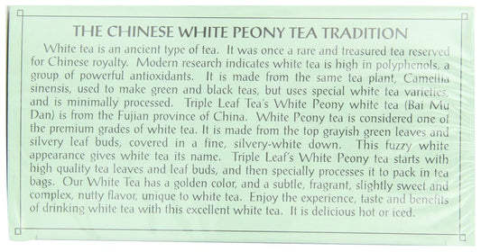 Triple Leaf Tea, White Peony, 20 Tea Bags (Pack Of 6)