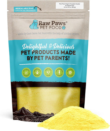 Raw Paws USA Organic Pumpkin Powder for Dogs & Cats, 16-oz - Healthy Stool, Diarrhea, Constipation Relief, Dry Pumpkin for Dogs, Canned Pumpkin for Cats Alternative, Dog Pumpkin Powder, Fiber for Dogs