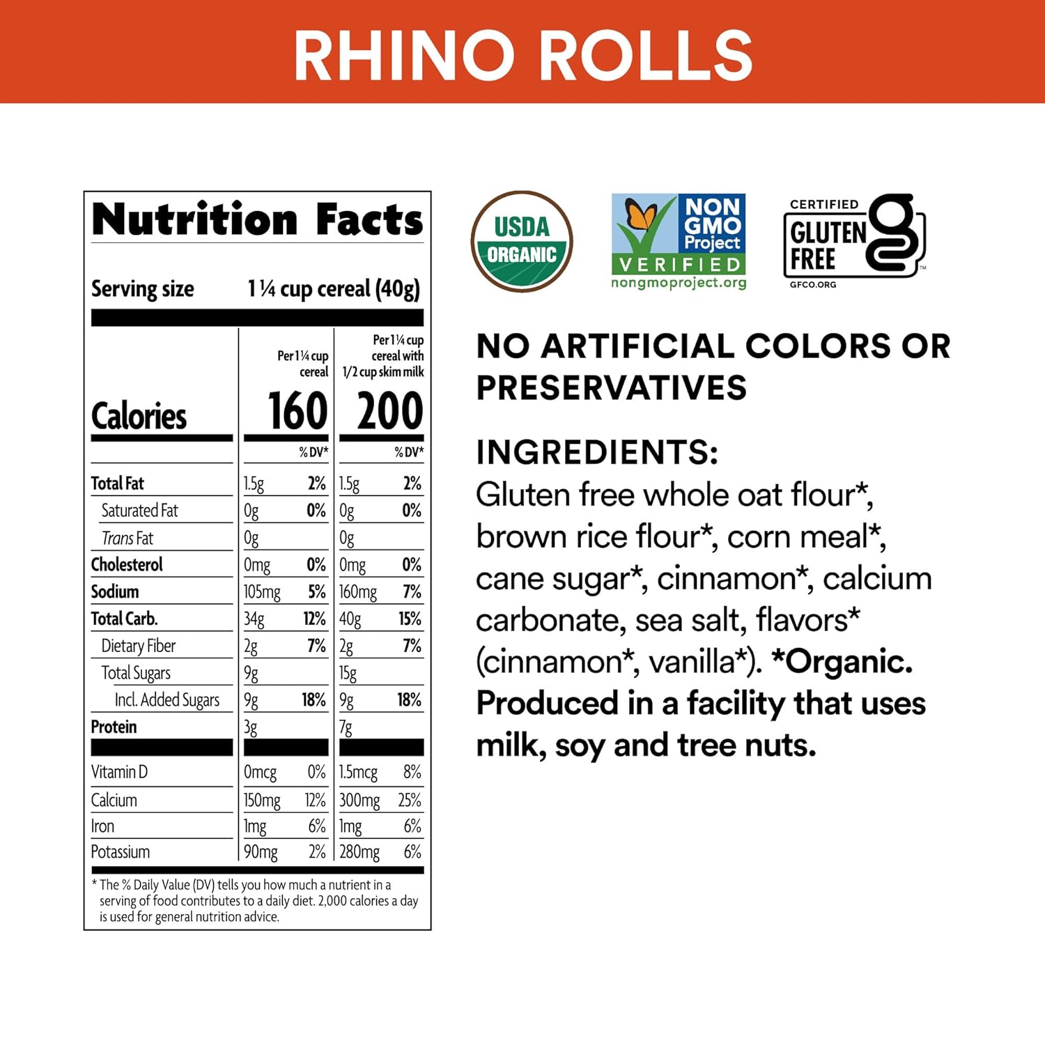 EnviroKidz Rhino Rolls Organic Cinnamon Bun Cereal,9.5 Ounce (Pack of 12),Gluten Free,Non-GMO,EnviroKidz by Nature's Path : Everything Else