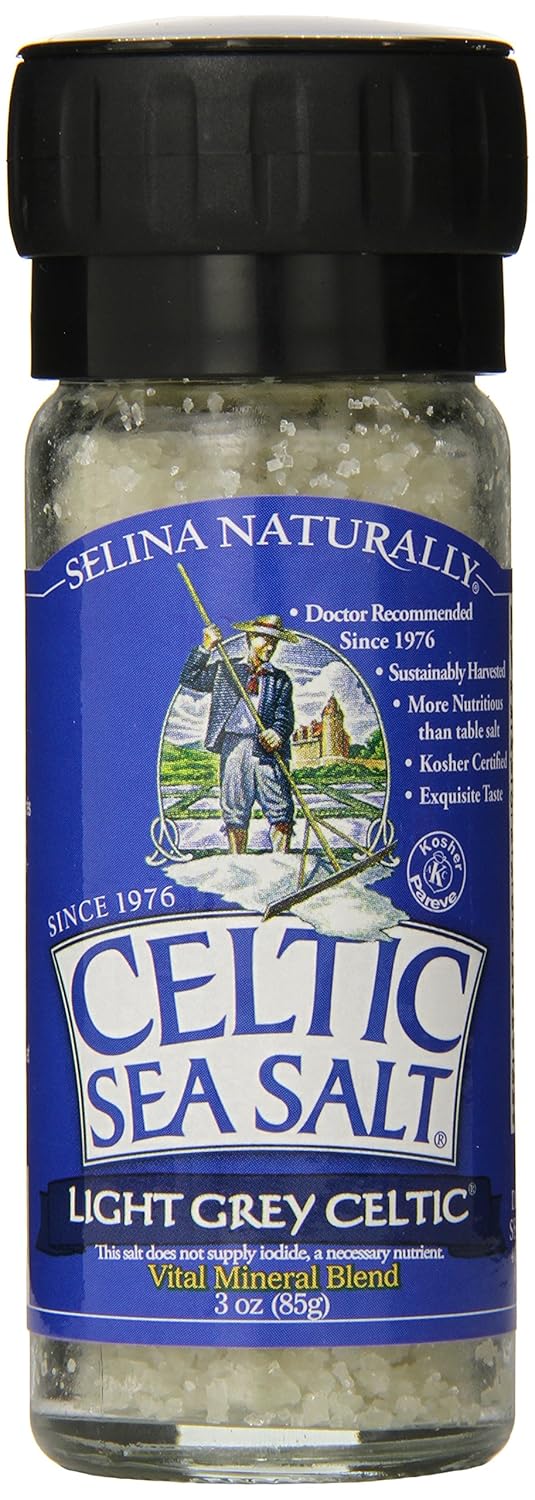 Celtic Sea Salt, Light Grey Grinder, 3 Oz White