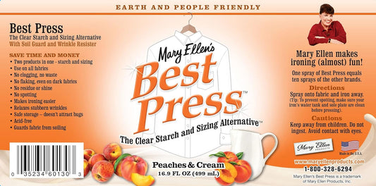 Mary Ellen Products Mary Ellen's Best Press Clear Starch Alternative, Peaches and Cream, 16-Ounce