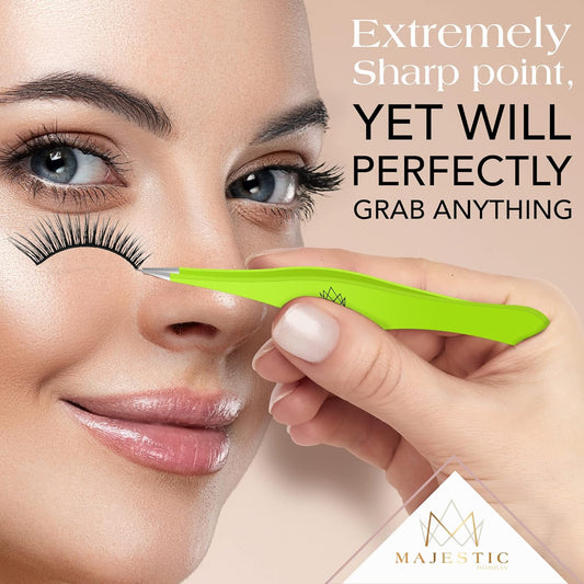 Majestic Bombay Slant Tweezers For Women And Men – Splinter Ticks, Facial, Eyebrows And Ingrown Hair Removal–Sharp, Needle Nose, Surgical Tweezers Precision Best Tweezers For Chin Hair And Plucking