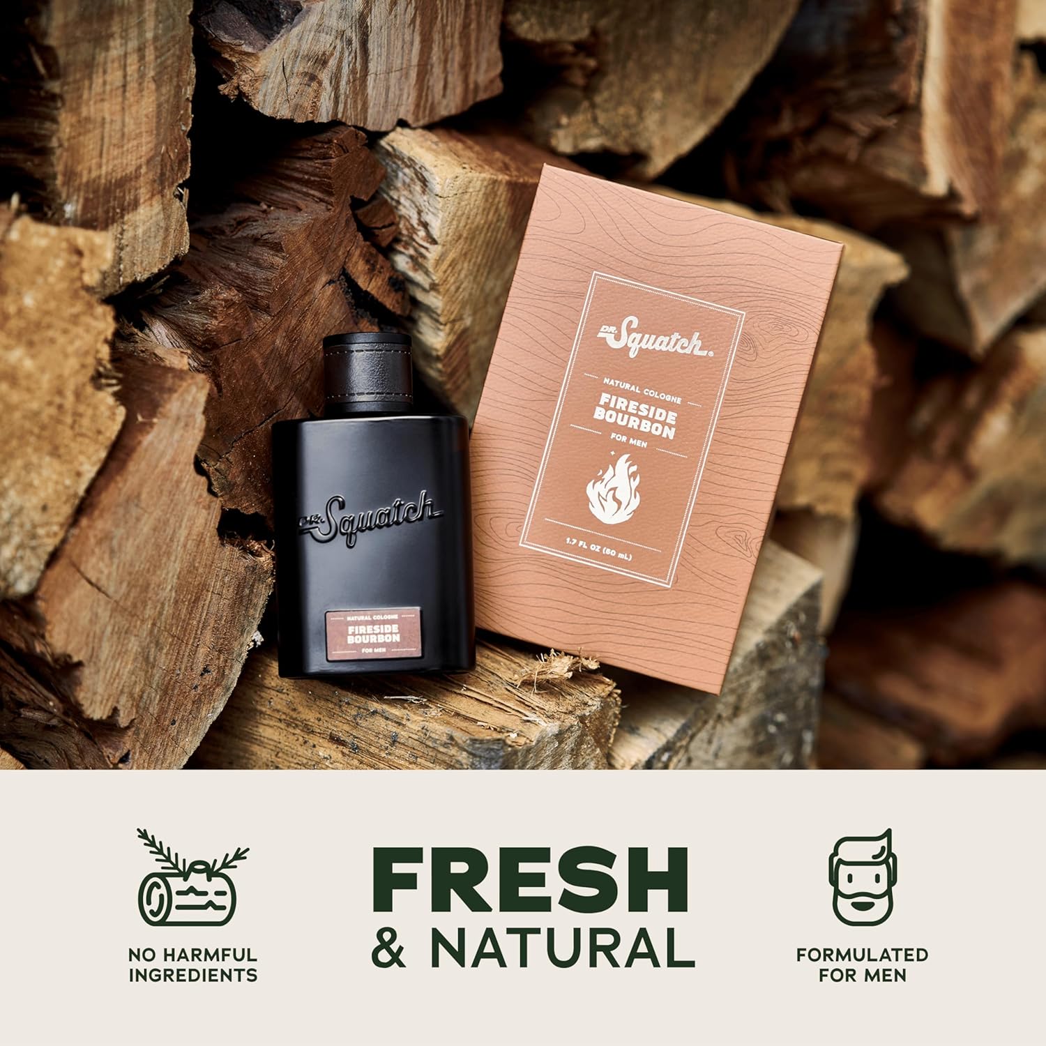 Dr. Squatch Natural Cologne For Men - Scent-Lock Technology And Sustainably-Sourced Ingredients - Fireside Bourbon Cologne (1.7 Fl Oz) : Beauty & Personal Care