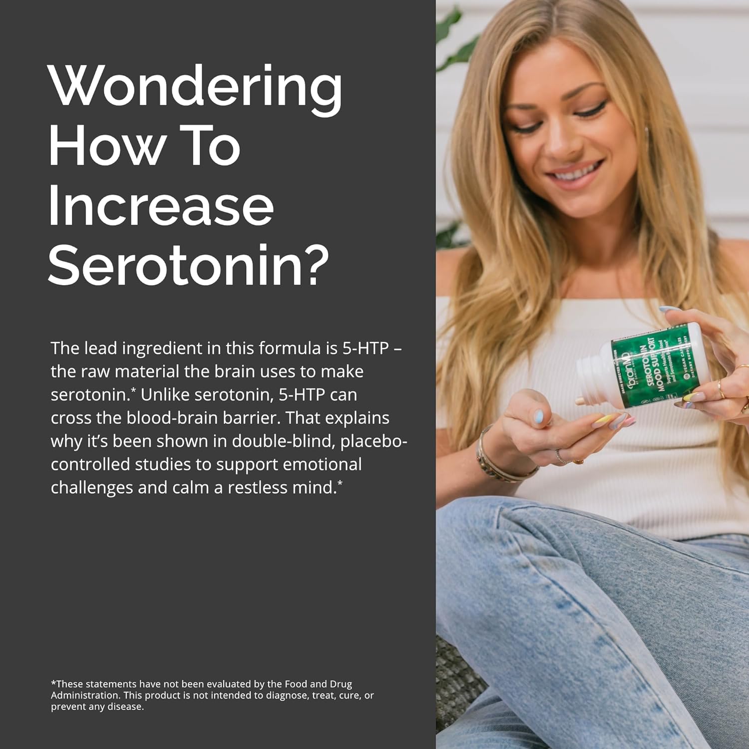BRAINMD Dr Amen Serotonin Mood Support - 120 Capsules - Supports Healthy Serotonin Balance - Gluten Free - 30 Servings : Health & Household
