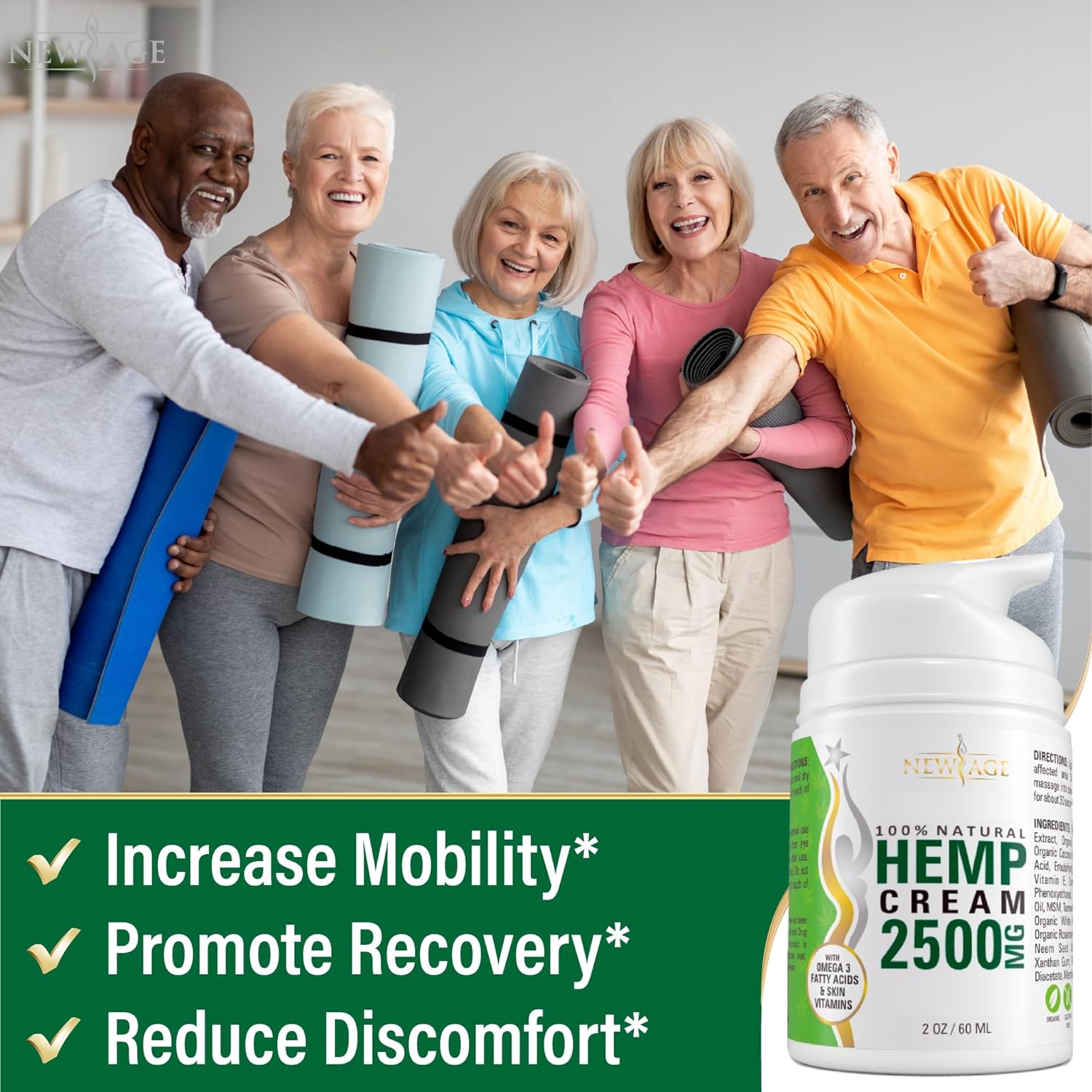 New Age Hemp Cream Help Support Relieve Discomfort in Knees, Joints, a