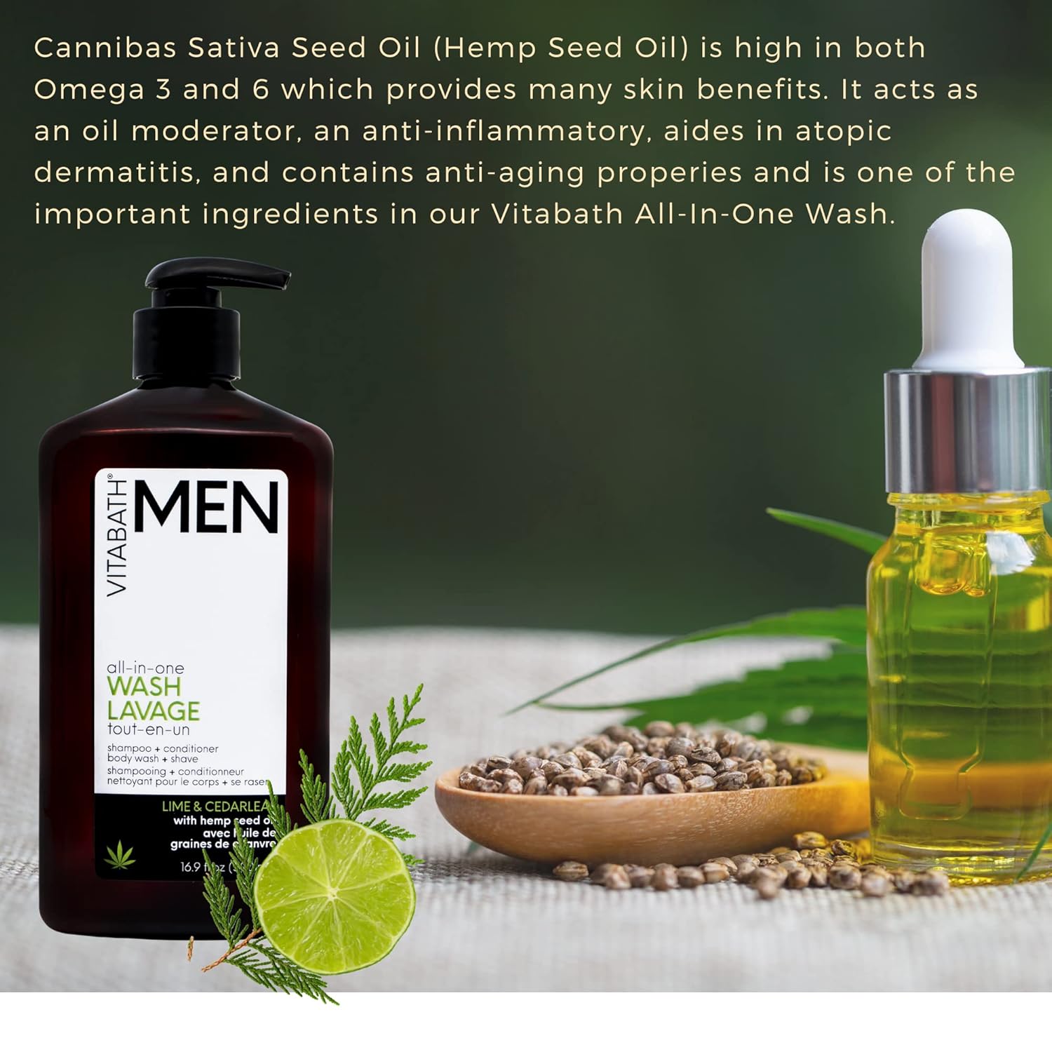 Vitabath Men'S Lime & Cedarleaf All-In-One Body Wash Moisturizing Bath & Shower All Over Refresh, Hydrating Cleanser, Shampoo, Conditioner, Soap & Shave For All Skin Types - 16.9 Fl Oz : Beauty & Personal Care