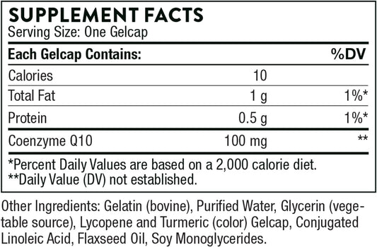 Thorne Coq10 (Formerly Q-Best 100) - 100Mg Optimally Absorbed Ubiquinone - Gluten-Free Dietary Supplement Support For Heart Health & Brain Function - 60 Gelcaps