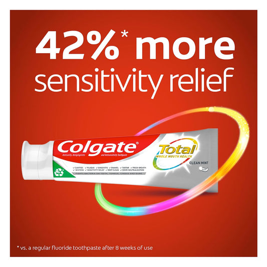 Colgate Total Toothpaste With Whitening, Clean Mint, 4.8 Ounce (Pack Of 4)