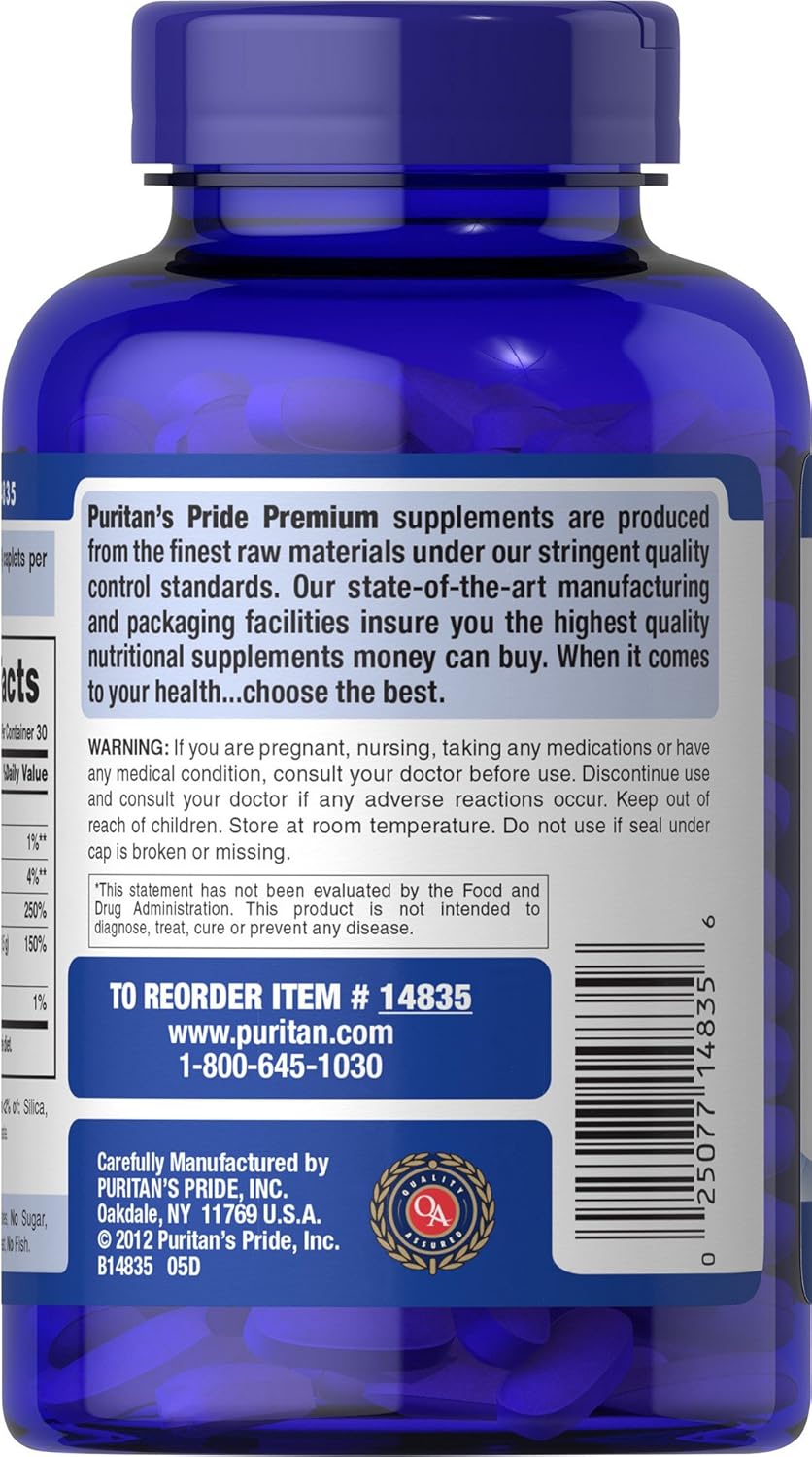 Puritan's Pride Calcium 1500 mg with Vitamin D 1000 IU-120 Coated Caplets, 120 Count (Pack of 1) (14835) : Health & Household