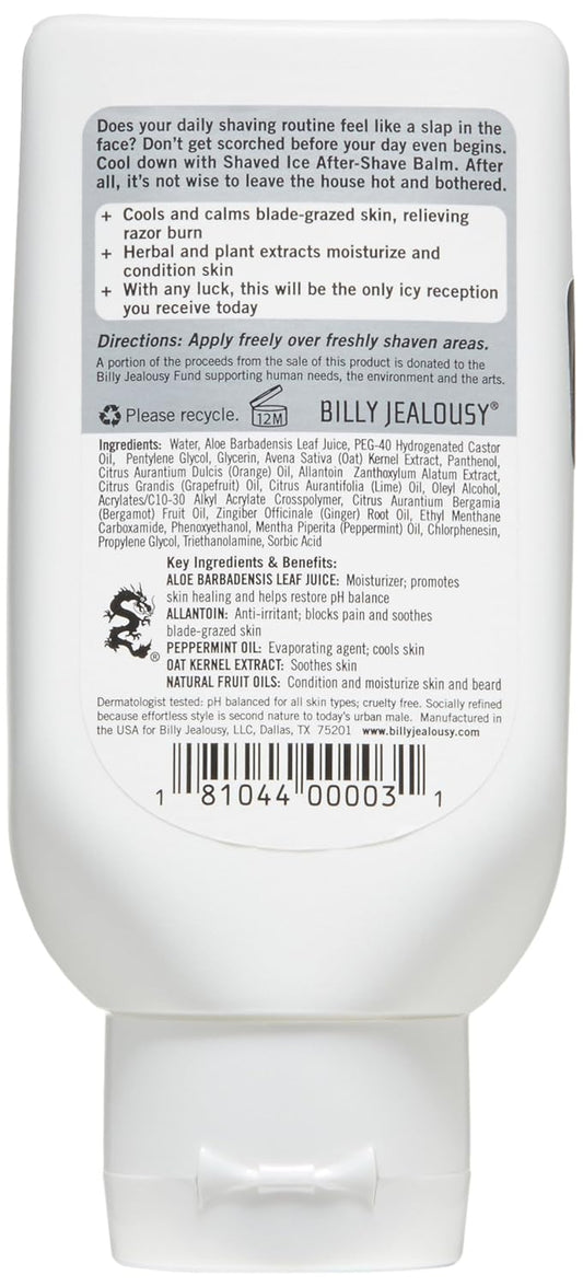Billy Jealousy Shaved Ice After Shave Balm For Men With Aloe Leaf Juice, Cools & Hydrates Skin, Relieves Razor Irritation And Prevents Ingrown Hairs, 3 Fl Oz