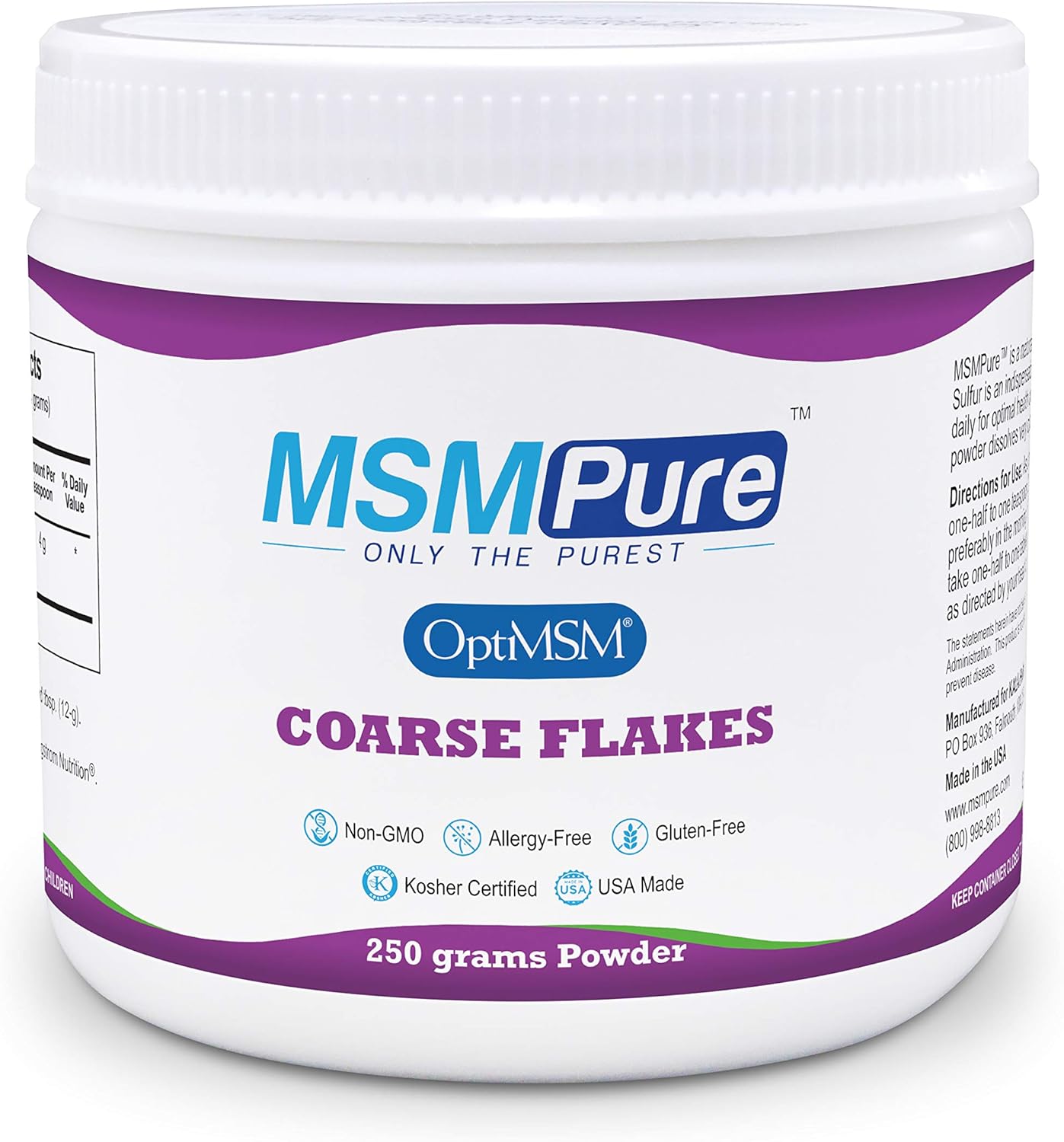 Kala Health Msmpure Msm - 8.8 Oz Coarse Powder Flakes, 99.9% Pure Dist