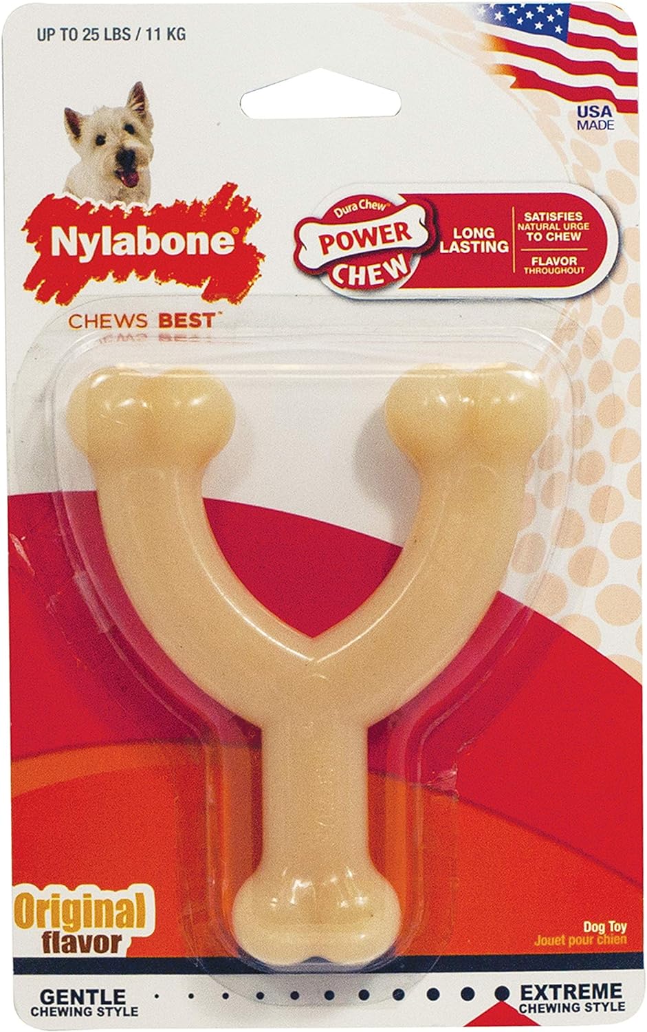 Nylabone Power Chew Wishbone Chew Toy for Dogs, Indestructible Chew Toys for Aggressive Chewers, Original Flavor, Small up to 25 lbs. (1 Count) : TFH Publications Inc/Nylabone