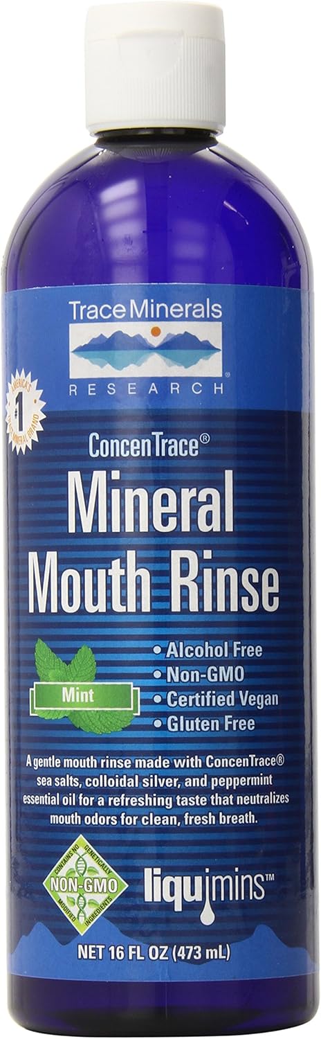 Trace Minerals Research Concentrace Mineral Mouth Rinse 1, Mint avor, Gentle Mouth Rinse, Fresh Breath, Natural Mouth Wash