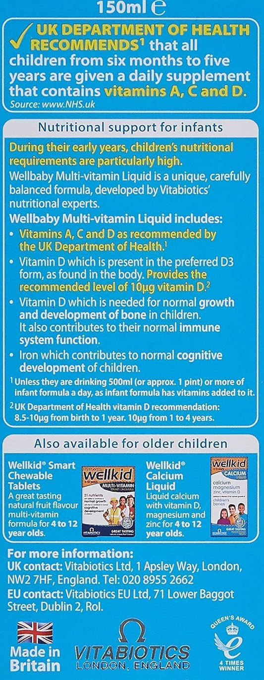 Vitabiotics Wellkid Baby and Infant Vitamins, Capsule, (150ml)