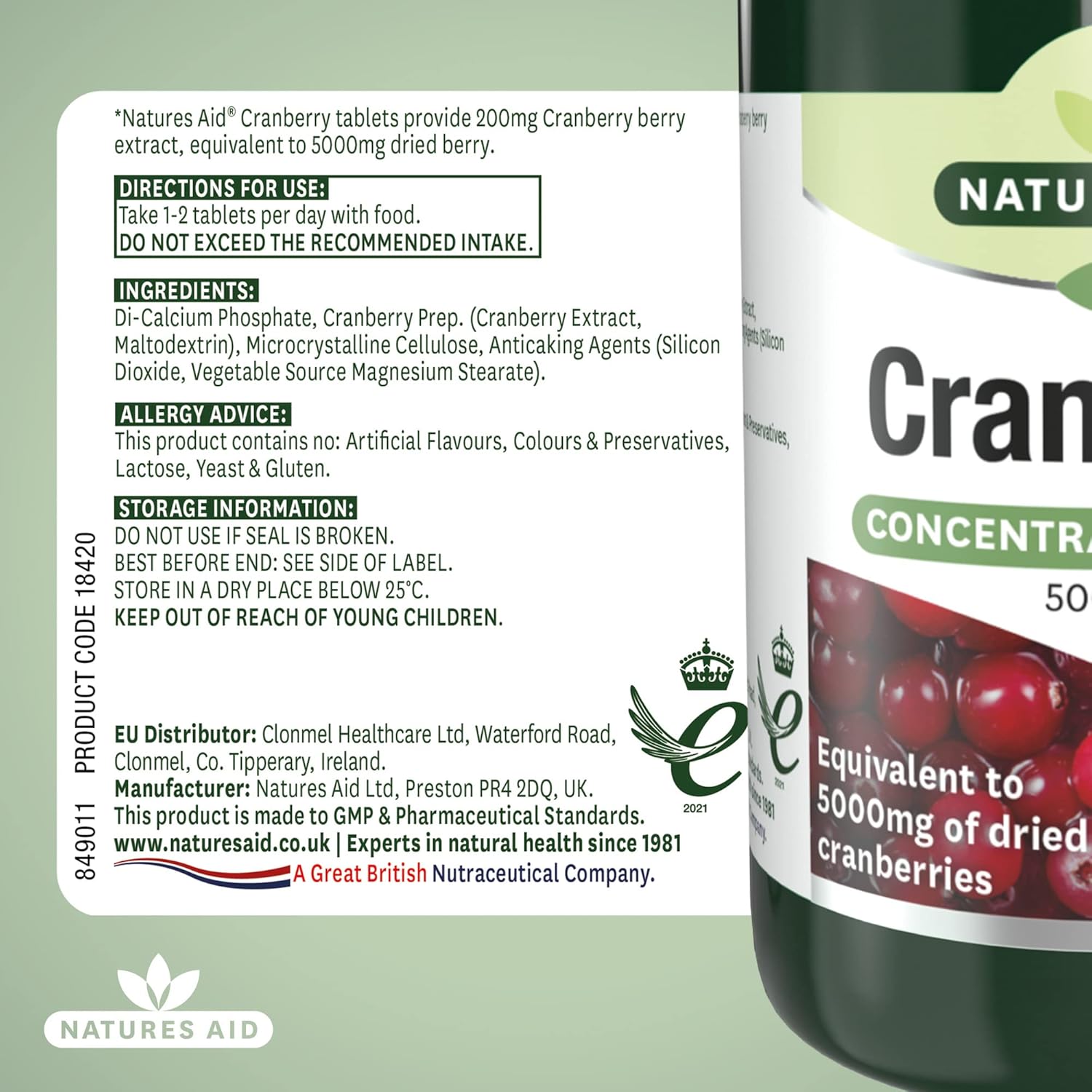 Natures Aid Cranberry 200mg – High Strength Tablets – Supports Urinary Tract Health & Immune System – Antioxidant Protection – Vegan, Gluten Free – 90 Tablets – Food Supplement : Amazon.co.uk: Health & Personal Care