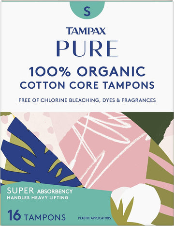 Tampax Pure 100% Organic Cotton Core Super Absorbency Tampons