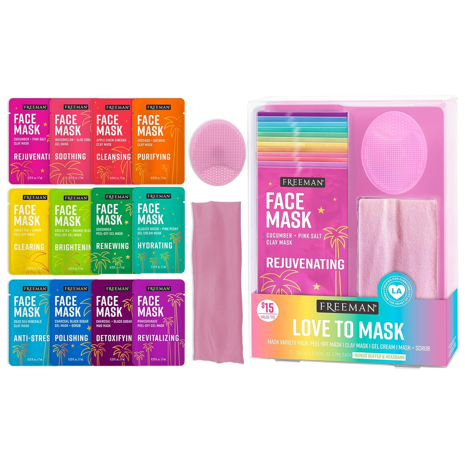 Freeman 4 Piece Moisture Mask Face Set, Hydrating Face Masks & Under Eye Mask For Puffy Eyes, Hydrogel Masks For Dry Skin, Hyaluronic Acid, Travel-Friendly, Vegan & Cruelty Free Skincare