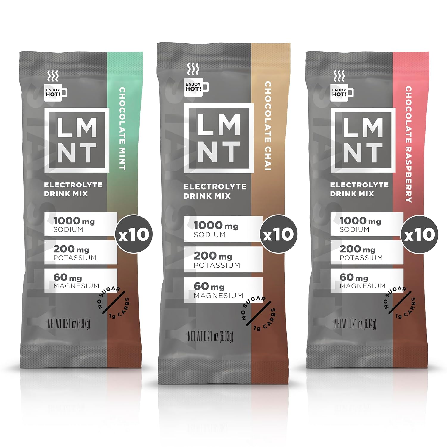 Drink Lmnt Lmnt Hot Chocolate & Coffee Mixer - Medley (Mint,Chai,And Raspberry) Salt Electrolytes | Hydration Powder Packets No Sugar Or Artificial Ingredients Keto Paleo Friendly 30 Sticks