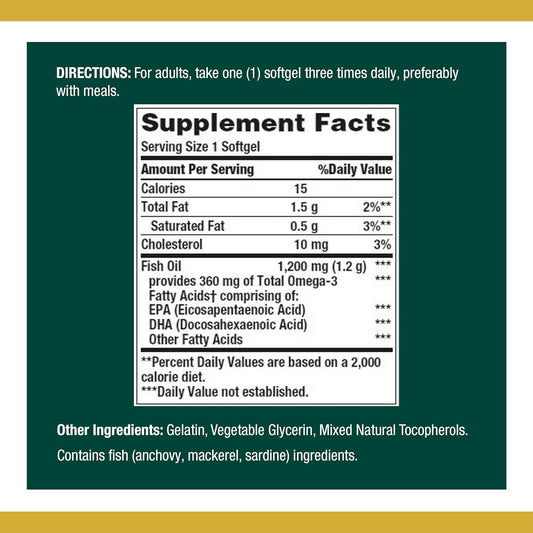 Nature'S Bounty Fish Oil Softgels 1200 Mg, 320 Count