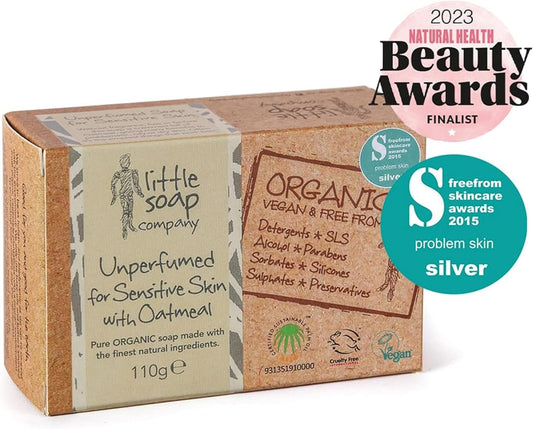 Little Soap Company Sensitive Unperfumed Soap Bar - Vegan, Cruelty Free, No Sls Or Parabens, Unperfumed With English Oatmeal | Natural, & Organic Body & Hand Soap Bar(110G)