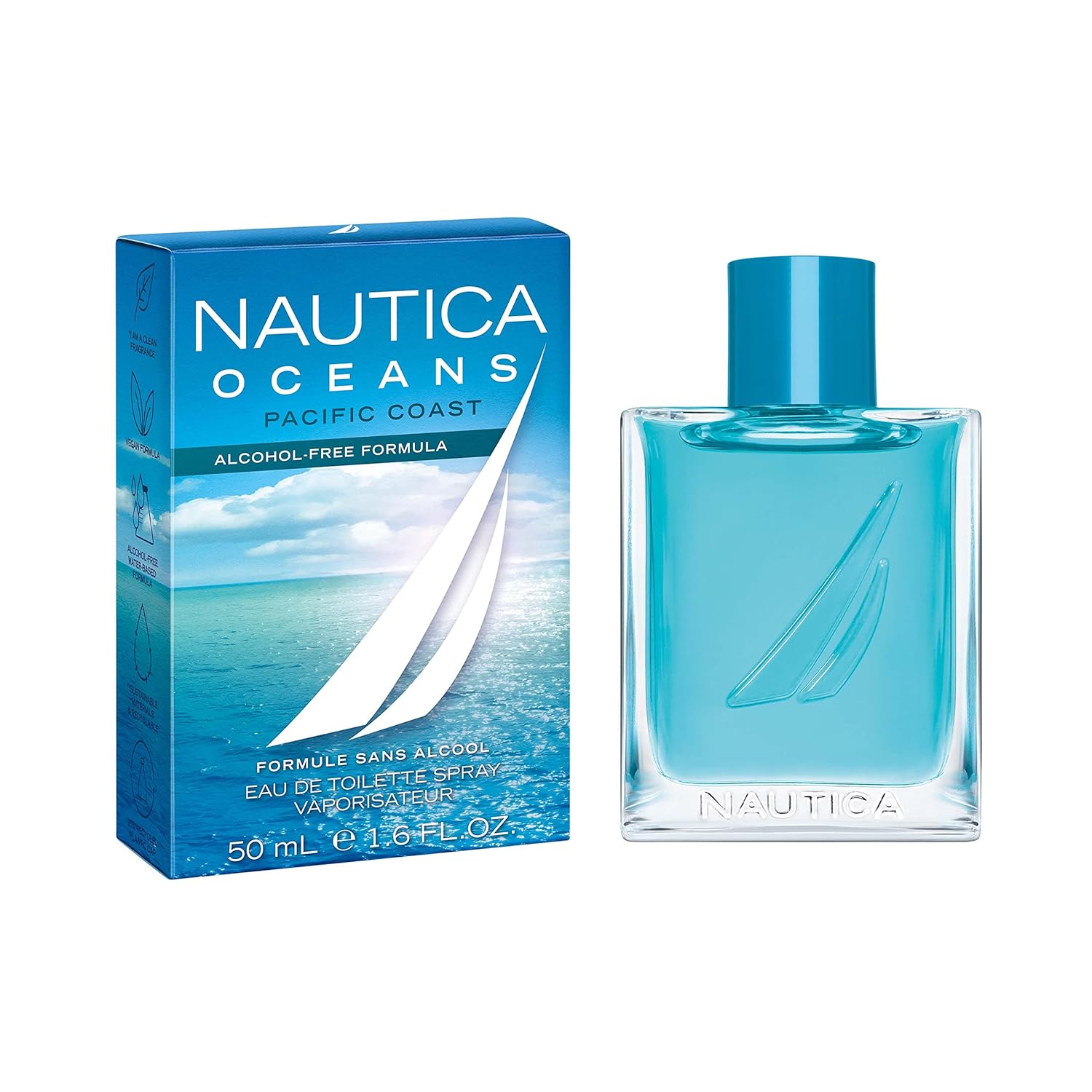 Nautica Oceans Pacific Coast Eau De Toilette - Uplifting, Refreshing Scent - Earthy, Marine Notes of Pinewood and Mint - Ideal for Day Wear - 1.6 Fl Oz
