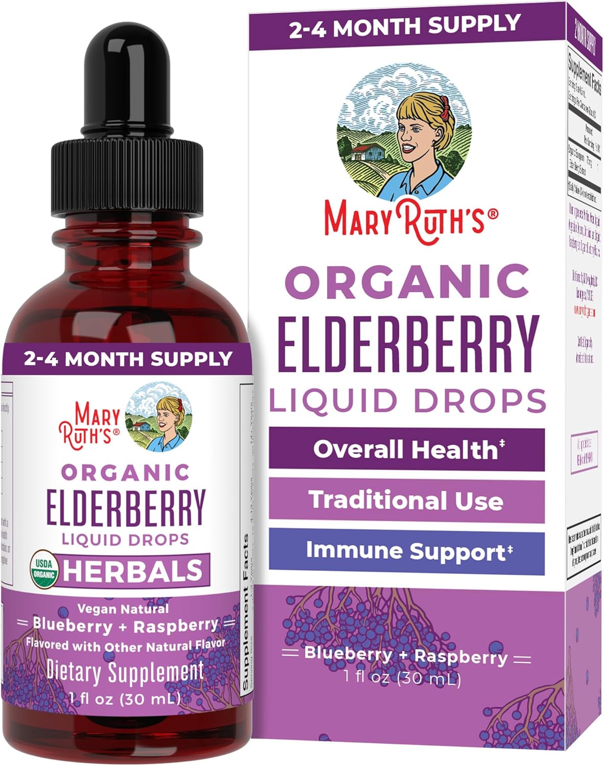 Maryruth'S Elderberry Syrup - Usda Organic, Sugar Free Immune Support Supplement For Adults & Kids, Ages 1+, Vegan, Non-Gmo, Immune Boosters, Clean Label Project Verified, 1 Fl Oz