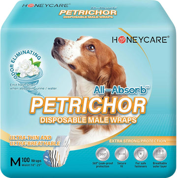 Honey Care All Absorb Petrichor Male Dog Wrap, Medium, White, 100 Count