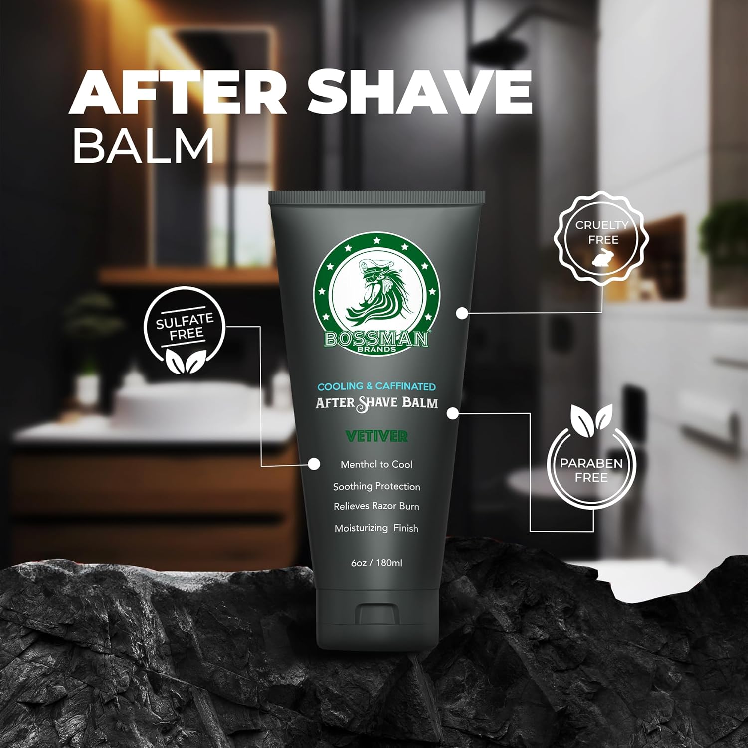 Bossman Cooling & Caffeinated After Shave Balm For Men – Soothes & Protects With Menthol, Caffeine & Tea Tree – Stagecoach Scent : Beauty & Personal Care