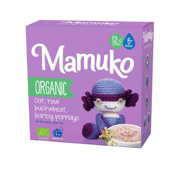 Mamuko Premium Organic Porridge - Healthy Porridge Blend Of Oat, Raw Buckwheat & Barley Grits - High Fiber Porridge Without Sugar, Dairy-Free & Preservatives - Organic Porridge 200G & 10 Servings