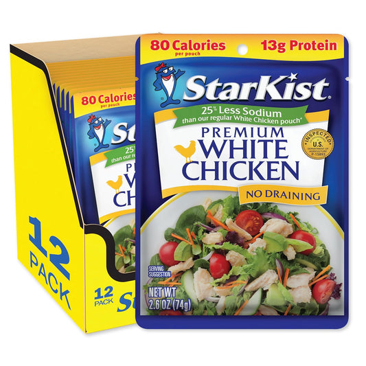 StarKist Less Sodium Premium White Chicken - 2.6 oz Pouch (Pack of 12)