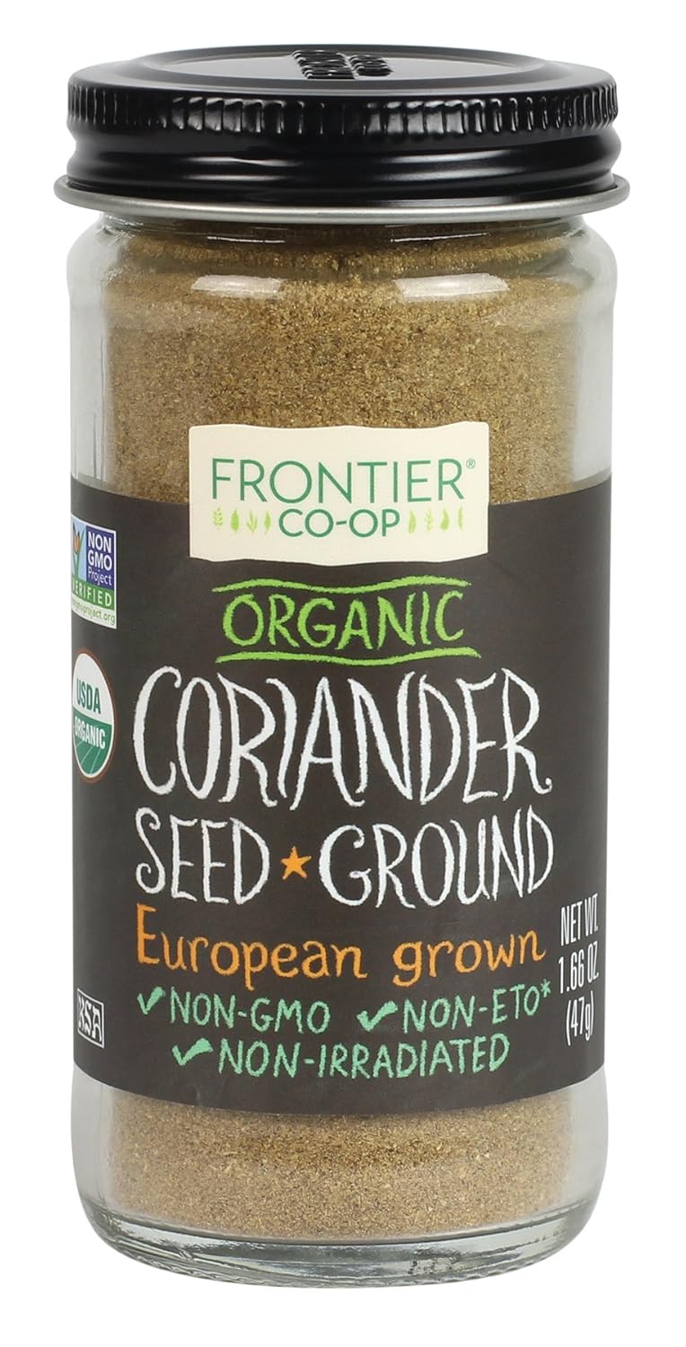 Frontier Co-Op Organic Ground Coriander Seed, 1.66 Ounce Bottle, Rich, Bright Aroma, Slight Citrus Undertones