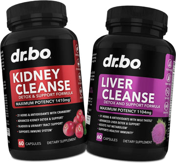 Kidney Liver Cleanse Detox Support Supplement - Help Repair Kidneys, Gallbladder, Bladder Control & Urinary Tract Health - Herbal Cranberry Capsules & Natural Milk Thistle Dandelion Supplements