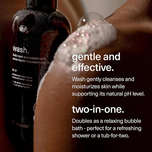 Maude Wash No. 2 - Ph Balanced Moisturizing Body Wash & Bubble Bath - With Vitamin C & E For Whole-Body Skin & Feminine Care - Skin-Softening Shower Gel - Pink Pepper, Lemon & Cedarwood (12 Fl Oz)