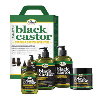 Difeel Superior Growth Jamaican Black Castor Shampoo & Conditioner Gift Set 4-Pc Boxed Hair Care Collection