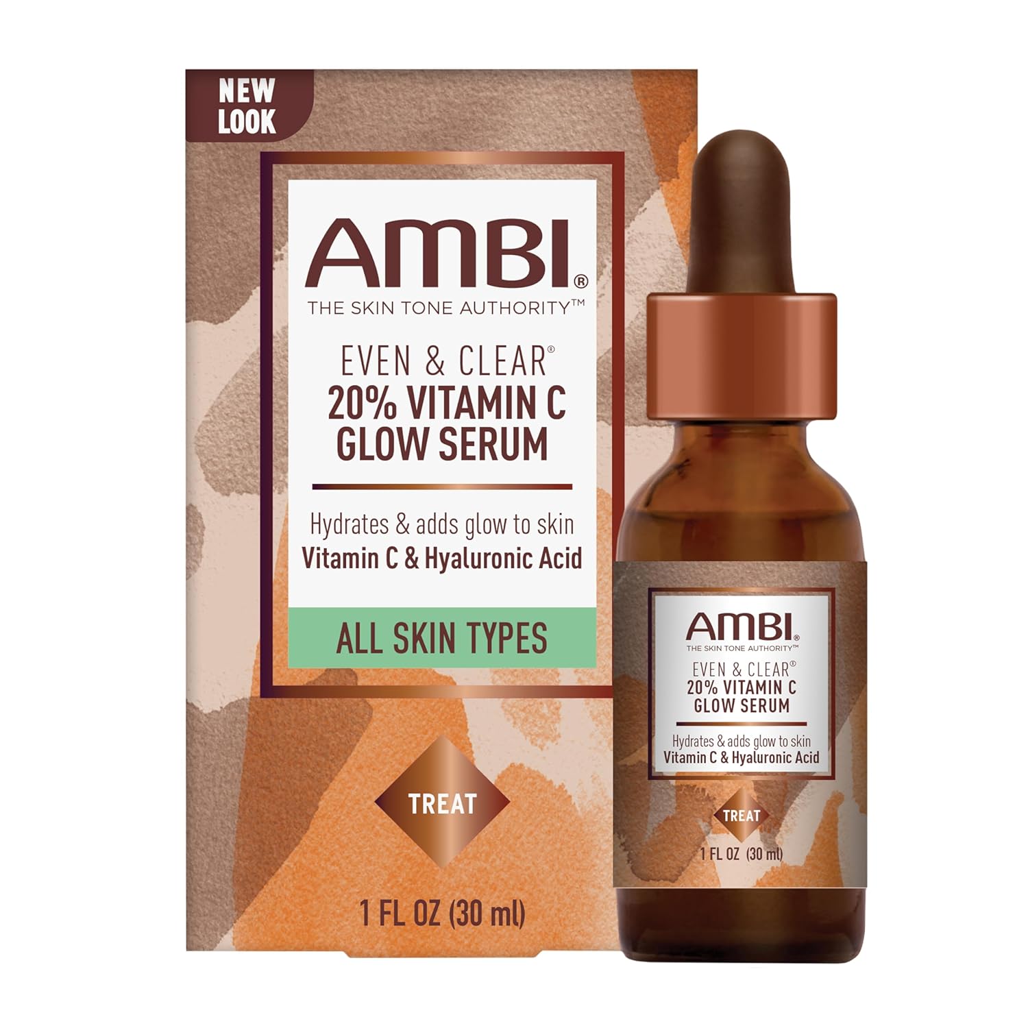 Ambi Even & Clear Vitamin C Infused Glow Serum For All Skin Types To Help Cleanse Skin, Brighten Skin, Even Skin Tone, Extract, 1 Ounce