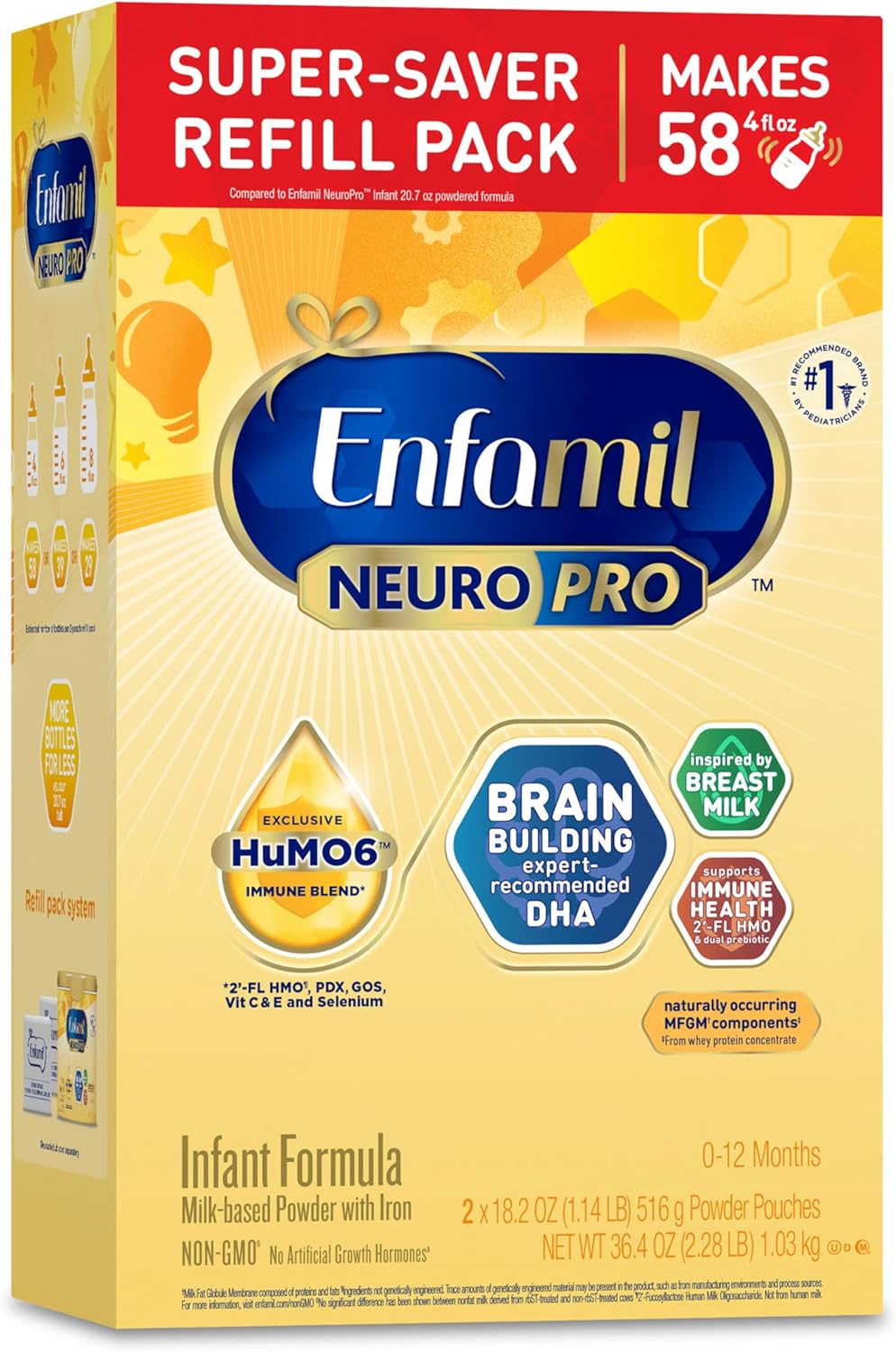 Enfamil Neuropro Baby Formula, Mfgm* 5-Year Benefit, Expert-Recommended Brain-Building Omega-3 Dha, Exclusive Immune Supporting Humo6 Blend, Infant Formula Powder, Baby Milk, 36.4 Oz