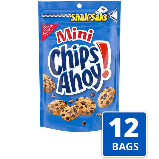 Chips Ahoy! Mini Original Chocolate Chip Cookies, Snack Pack, 12 - 8 Ounce Snak-Saks (Pack Of 12)