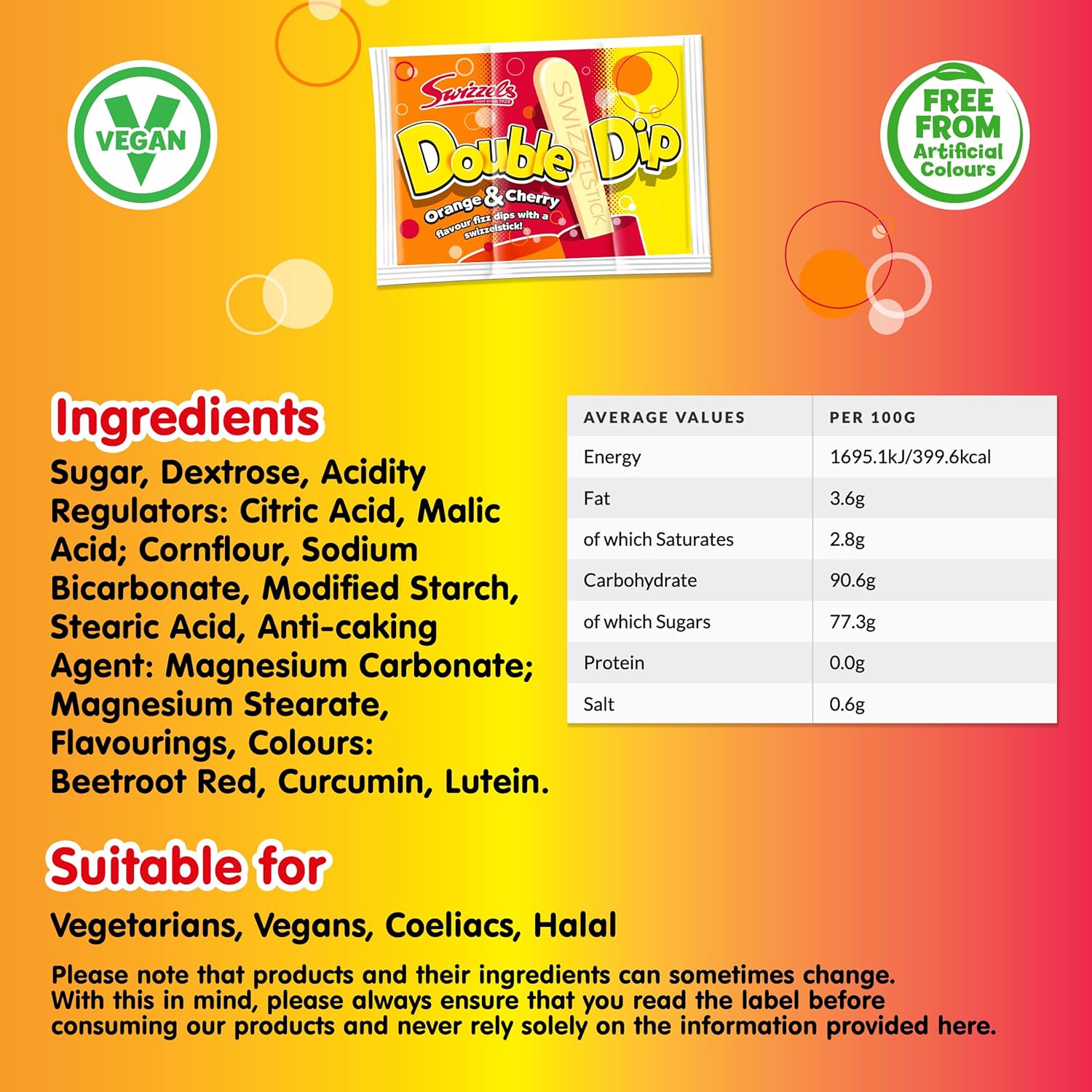 Swizzels Orange and Cherry Double Dip Sherbet Sweets 36 Sachets of Fizzy Fun : Amazon.co.uk: Grocery