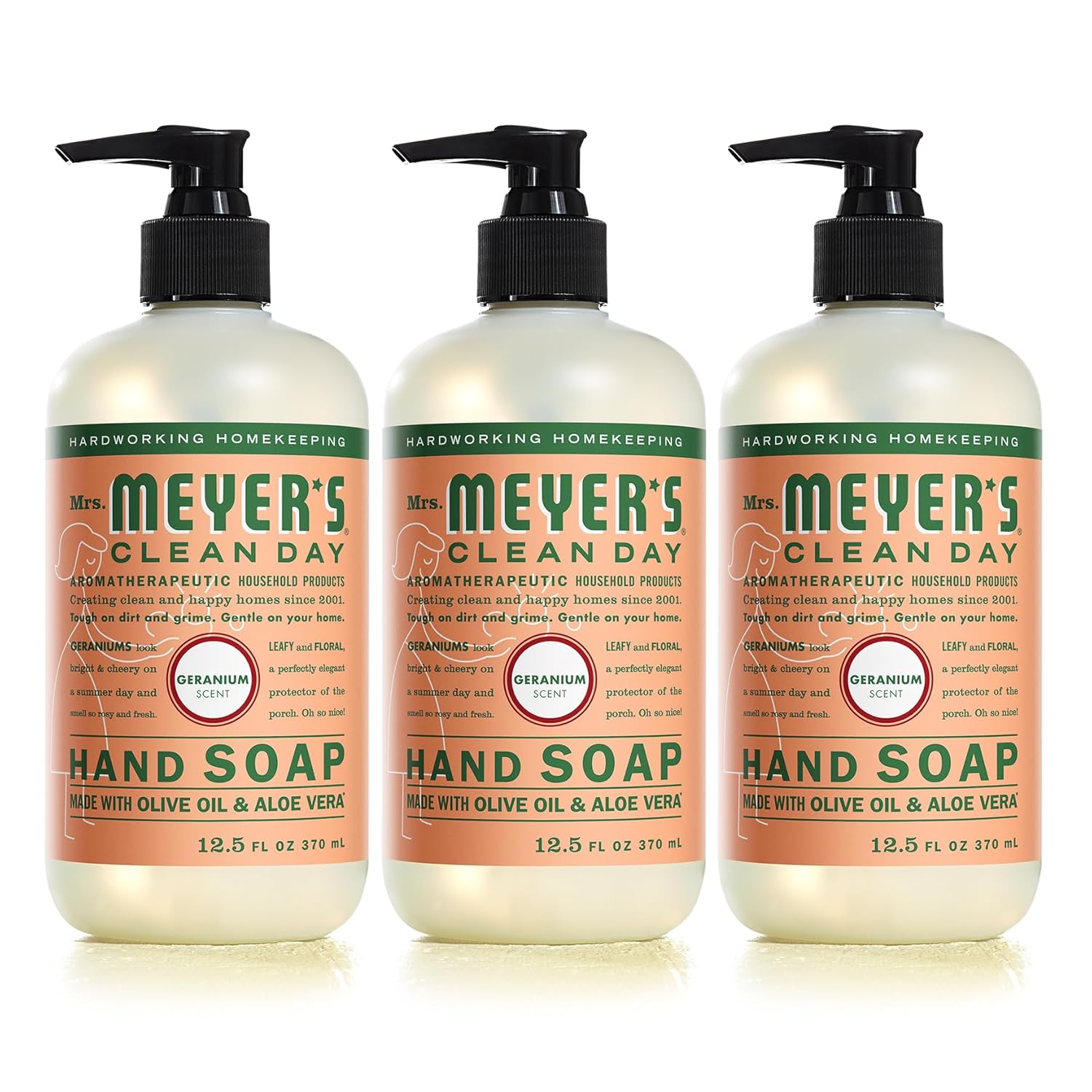 Mrs. Meyer'S Clean Day Hand Soap, Made With Essential Oils, Biodegradable Formula, Geranium, 12.5 Fl. Oz - Pack Of 3