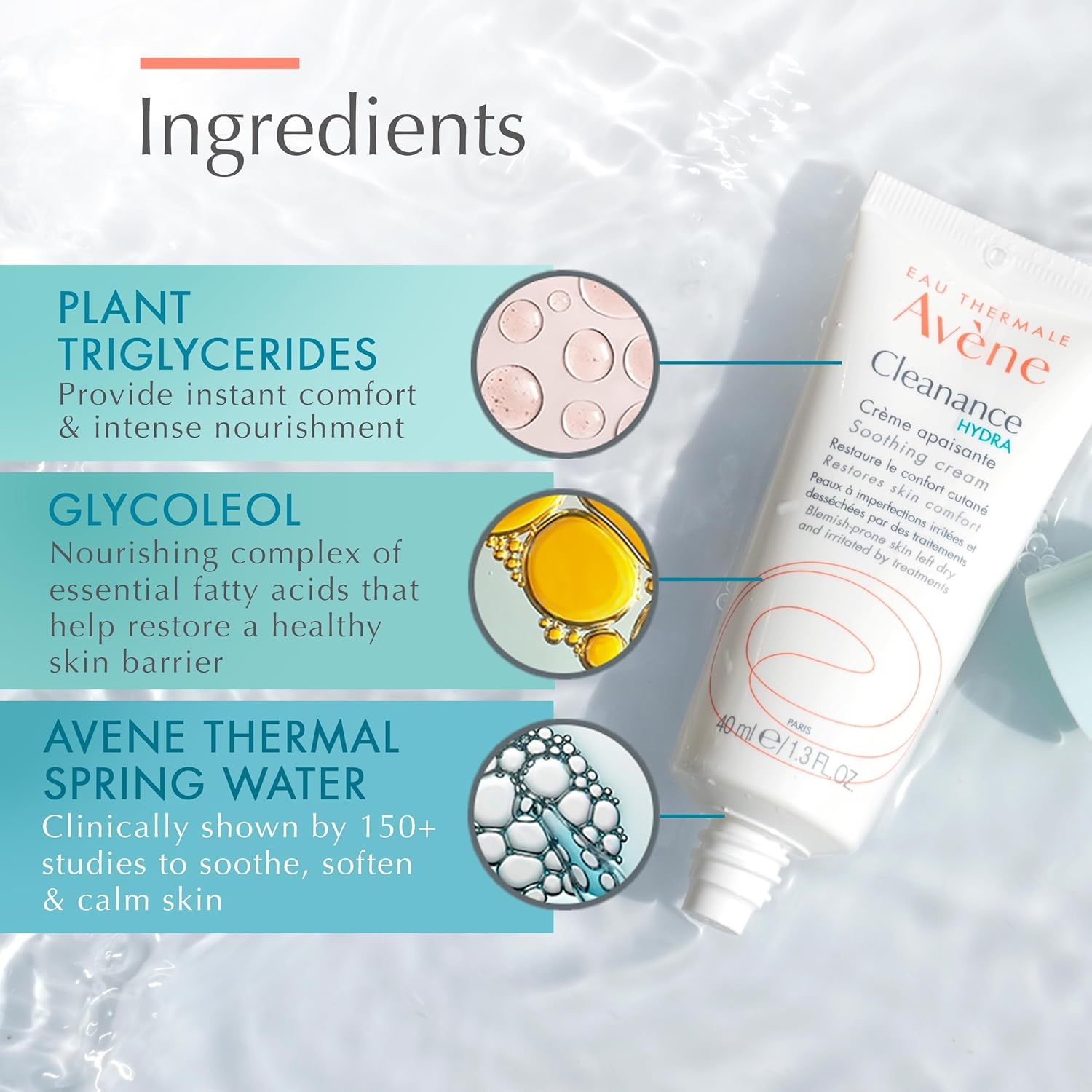 Avene Cleanance Hydra Soothing Cream, Rich Moisturizer, Adjunctive Care For Drying Acne Treatments, 1.3 Oz. : Beauty & Personal Care