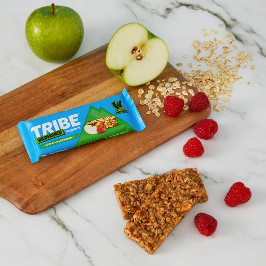Tribe X Wildfarmed Oat Bar - Apple & Raspberry - Great Taste, Wildfarmed Regen Oats, Source Of Fibre, Natural Energy, Plant Based, Vegan Snack (50G X 16 Bars)