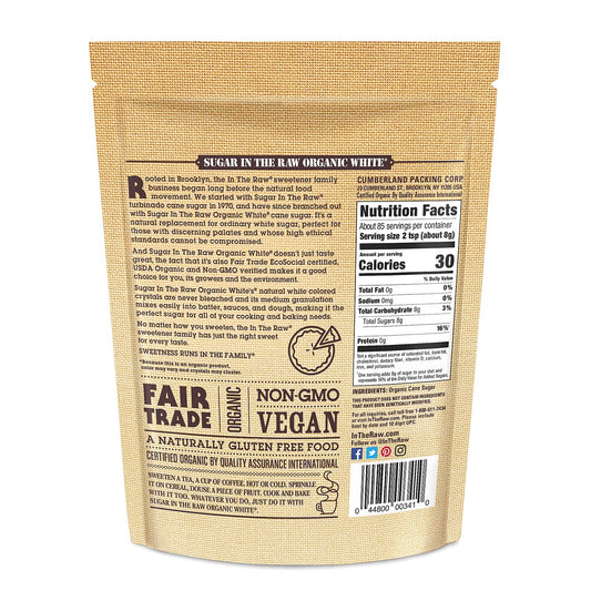 Sugar In The Raw Organic Granulated White Premium Cane Sugar, No Erythritol, Pure Natural Sweetener, Hot & Cold Drinks, Coffee, Baking, Vegan, Gluten-Free, Non-Gmo, Bulk Sugar, 24 Oz Bag (8-Pack)