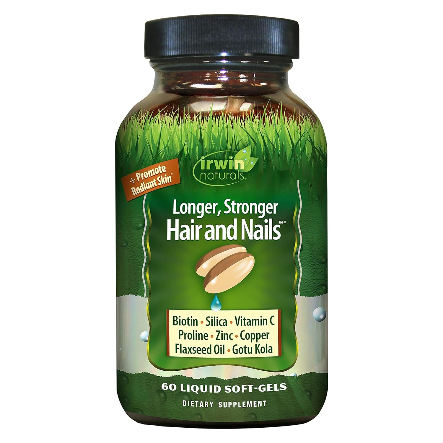 Irwin Naturals Longer, Stronger Hair And Nails - Promotes Vibrant Shine Texture & Strength - 60 Liquid Softgels