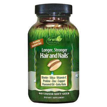 Irwin Naturals Longer, Stronger Hair And Nails - Promotes Vibrant Shine Texture & Strength - 60 Liquid Softgels